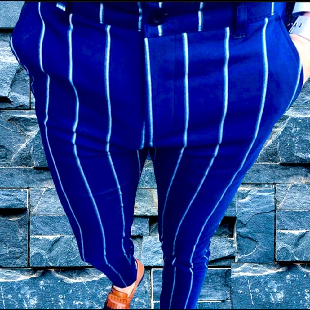 Blue plain dress pants